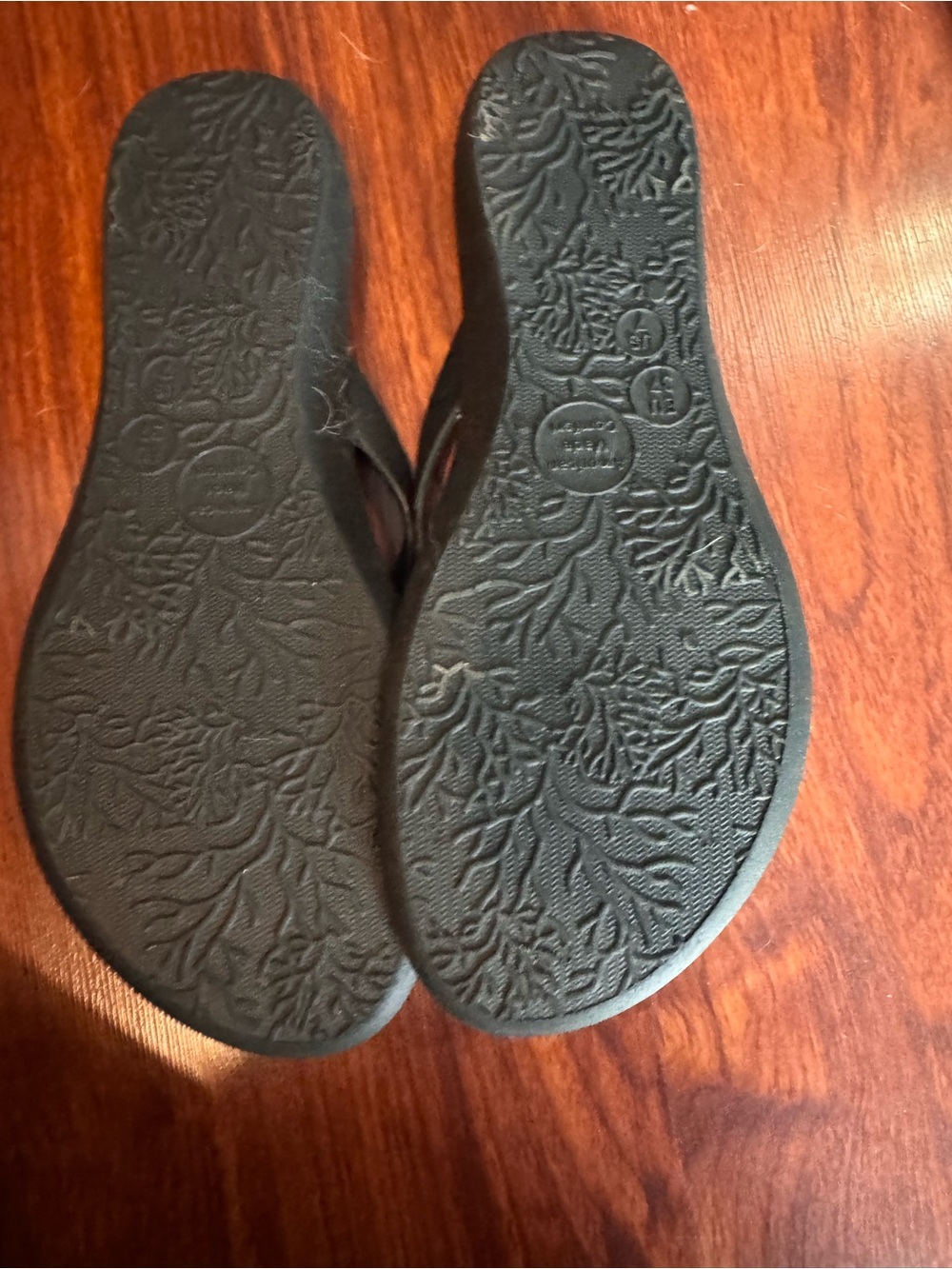 OKA b. Black Flip Flop Sandals with Crystal Medallion - Picture 2 of 3